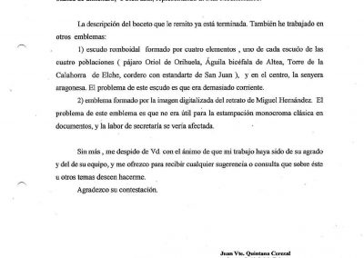 Proposta d'una sèrie d'escuts per part de l'estudiant de Medicina Juan Vte. Quintana Cerezal per a la seua utilització com a símbol oficial. 1997